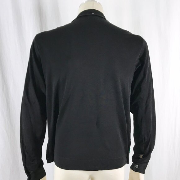 Vintage 60s 70s Shirt Sweater Diplomat Acetate Knit Green Black Mod - Picture 4 of 7